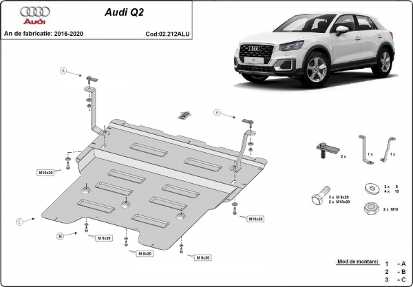 Scut motor din aluminiu Audi Q2 