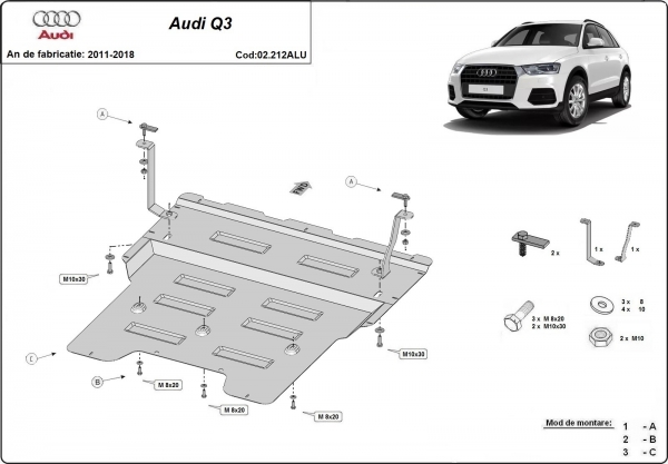 Scut motor din aluminiu Audi Q3 