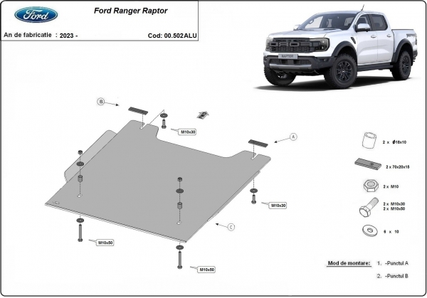 Scut reductor Ford Ranger Raptor  - Aluminium 