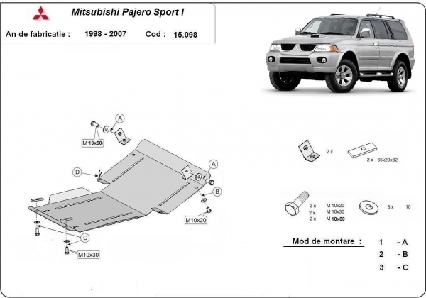 Scut motor și radiator Mitsubishi Pajero Sport 1 