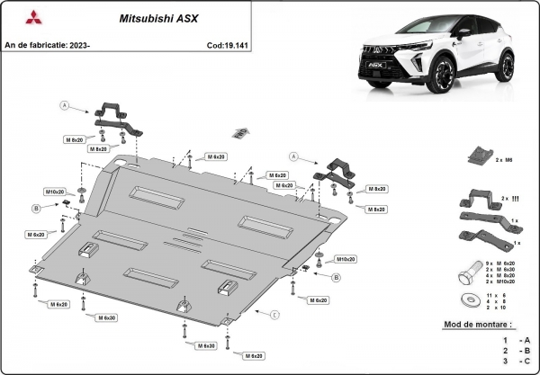 Scut motor și cutie de viteză Mitsubishi ASX 