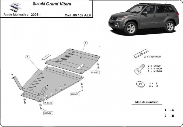 Set de scuturi din aluminiu  Suzuki Grand Vitara 