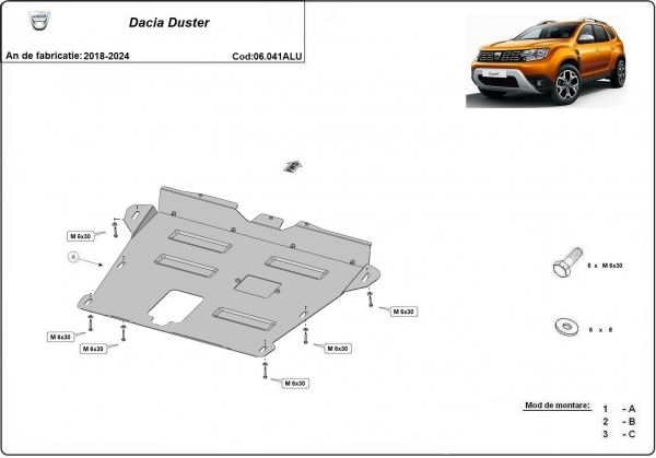 Scut motor din aluminiu Dacia Duster 