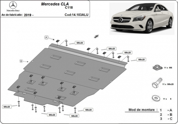 Scut motor din aluminiu Mercedes CLA 
