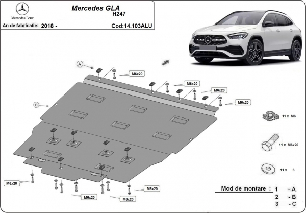 Scut motor din aluminiu Mercedes GLA 