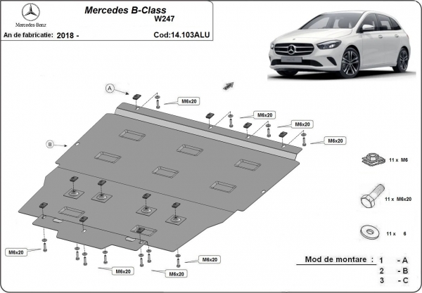 Scut motor din aluminiu Mercedes B-Classe 