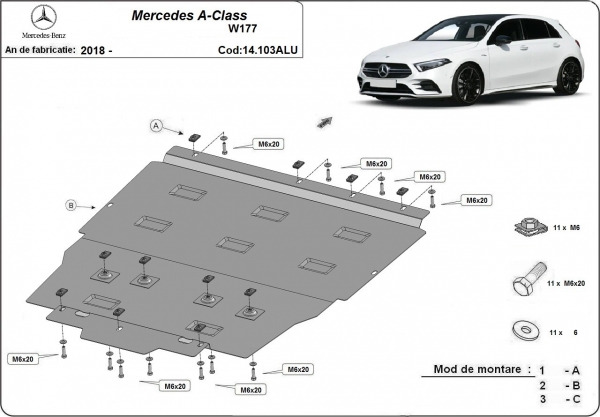 Scut motor din aluminiu Mercedes A-Classe 