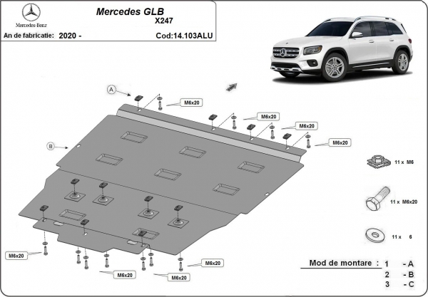 Scut motor din aluminiu Mercedes GLB 