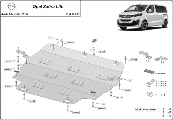 Scut motor metalic Opel Zafira Life 