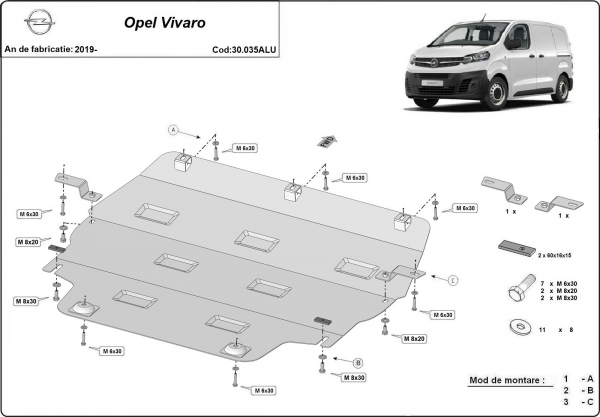 Scut motor din aluminiu Opel Vivaro 