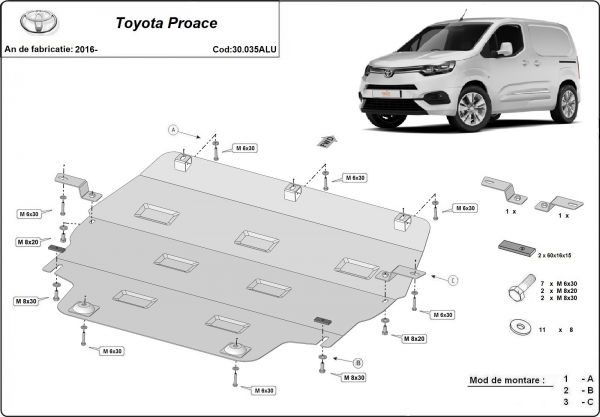 Scut motor din aluminiu Toyota Proace 