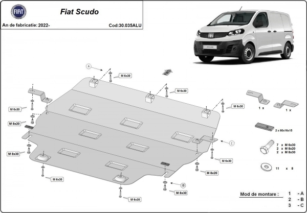 Scut motor din aluminiu Fiat Scudo 