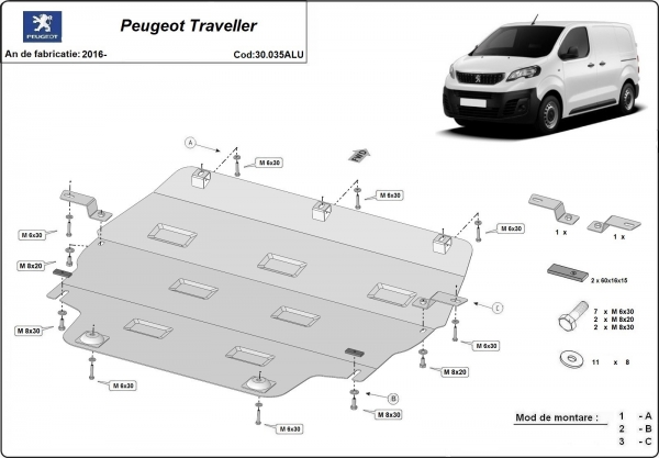 Scut motor din aluminiu Peugeot Traveller 