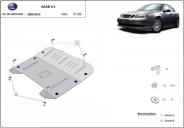 Scut motor și cutie de viteză Saab 9-3 