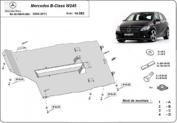 Scut motor și cutie de viteză Mercedes B-Class 