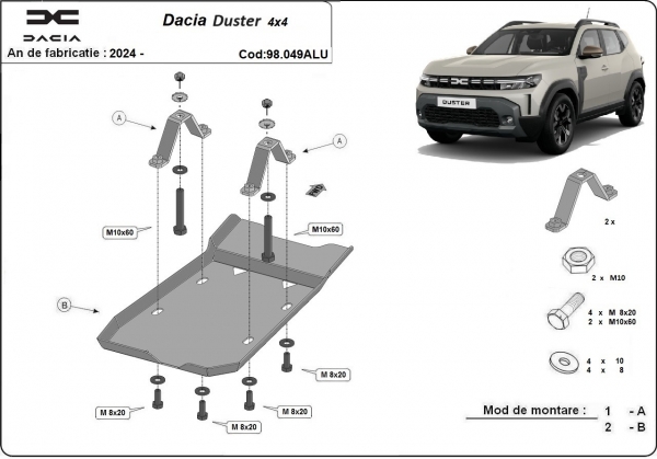 Scut diferențial din aluminiu Dacia Duster 4x4 3