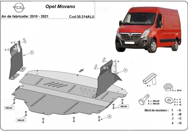 Scut motor din aluminiu Opel Movano 