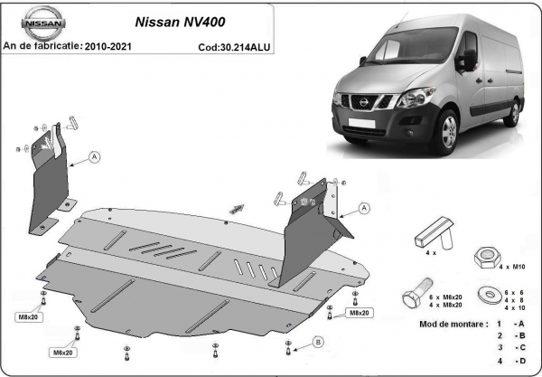 Scut motor din aluminiu Nissan NV400 