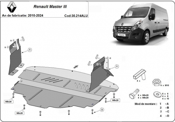 Scut motor din aluminiu Renault Master 