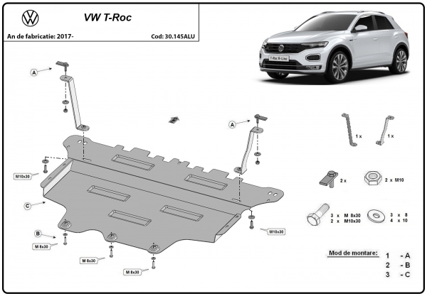 Scut motor din aluminiu Volkswagen T-Roc 3