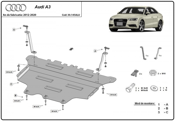 Scut motor din aluminiu Audi A3 3