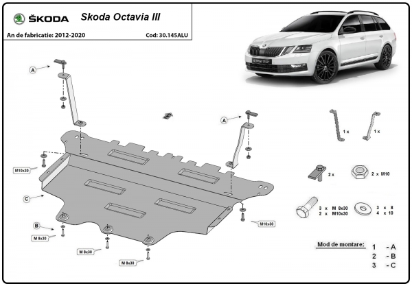Scut motor din aluminiu Skoda Octavia 3 3