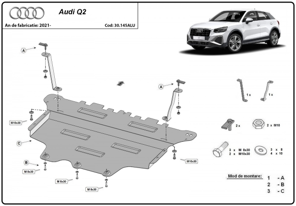 Scut motor din aluminiu Audi Q2 3