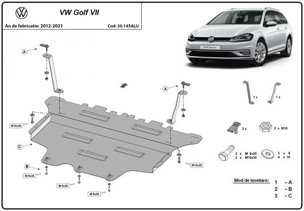 Scut motor din aluminiu VW Golf 7 3