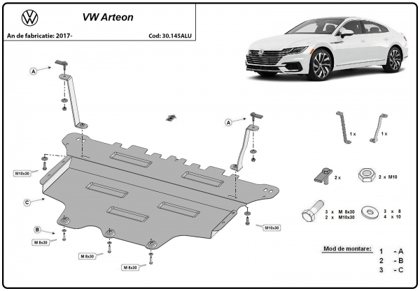Scut motor din aluminiu Volkswagen Arteon 3