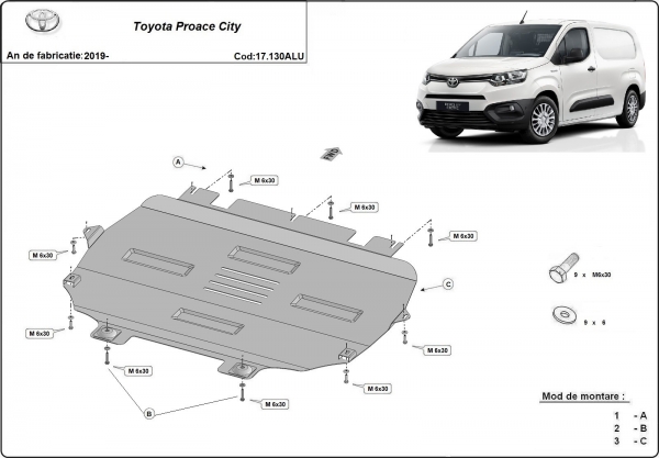 Scut motor din aluminiu Toyota Proace City 