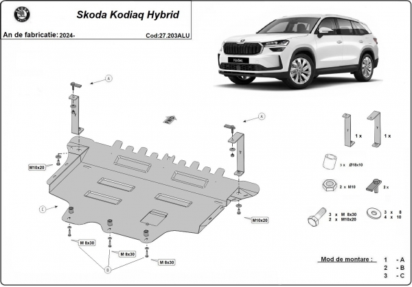 Scut motor din aluminiu Skoda Kodiaq Hybrid 
