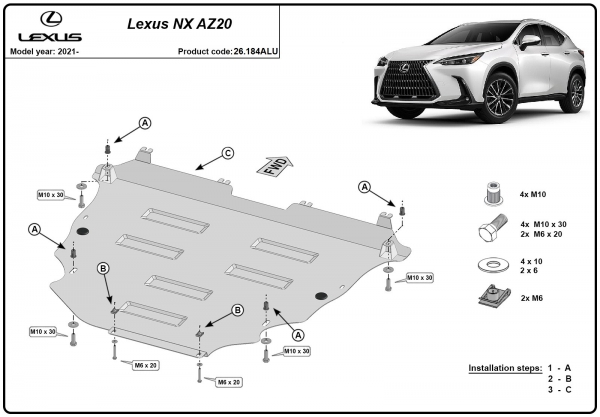 Scut motor din aluminiu Lexus NXAZ20 3