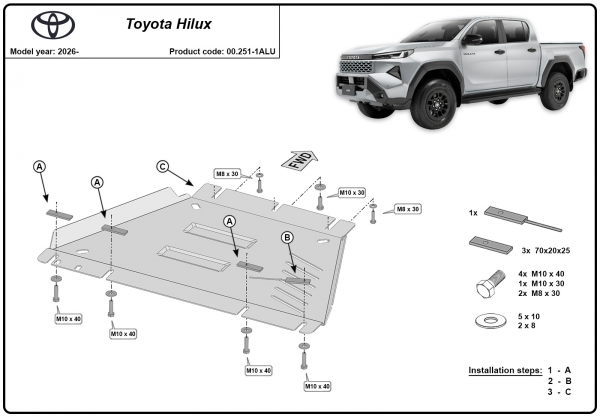 Scut cutie de viteză din aluminiu Toyota Hilux 3