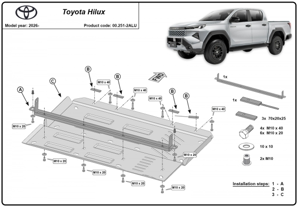 Scut reductor din aluminiu Toyota Hilux 3