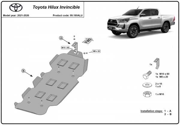 Scut rezervor din aluminiu Toyota Hilux  Invicible 3