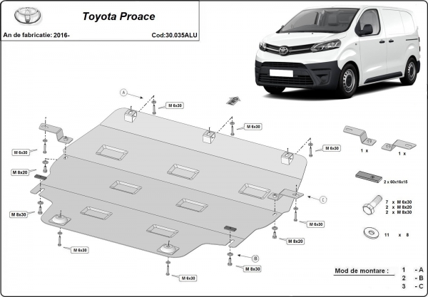 Scut motor din aluminiu Toyota Proace 3