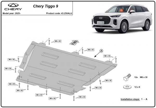 Scut motor din aluminiu Chery Tiggo 9 3