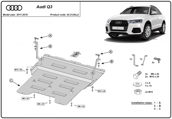 Scut motor din aluminiu Audi Q3 3