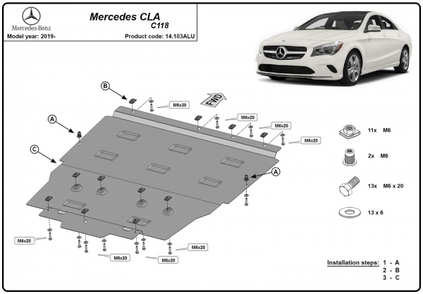 Scut motor din aluminiu Mercedes CLA 3