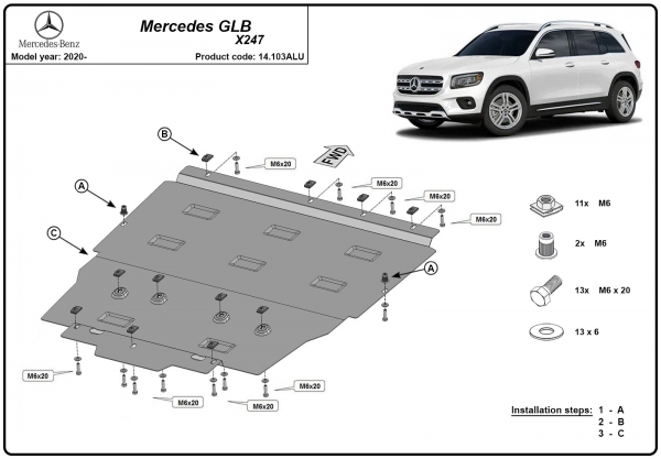 Scut motor din aluminiu Mercedes GLB 3